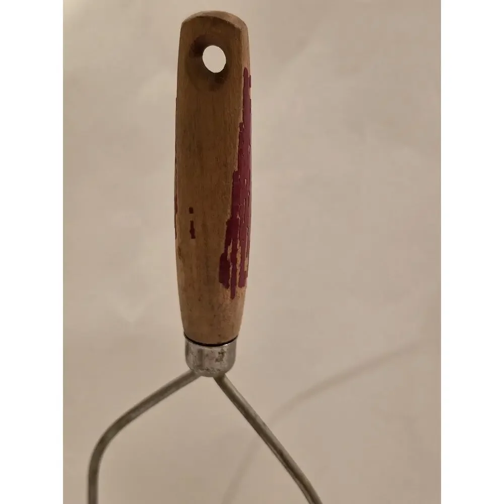 Vintage Mid-century Potato Masher Wooden Handle